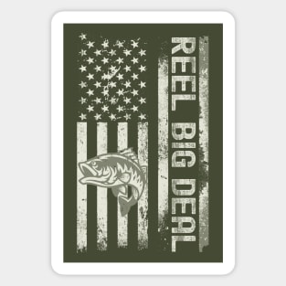 Reel Big Deal - Distressed Camo American Flag Bass Fisherman Sticker